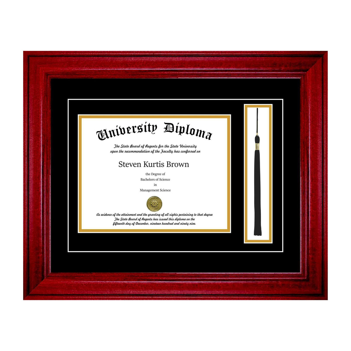 Single Diploma Frame with Tassel and Double Matting P66316