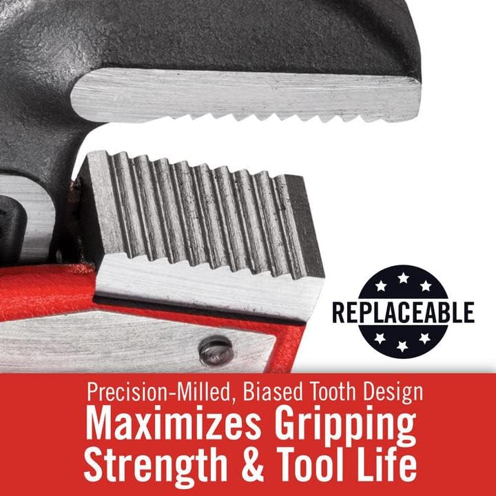 18-inch Heavy-Duty Straight Pipe Wrench, Red, Pack of 2 E80446