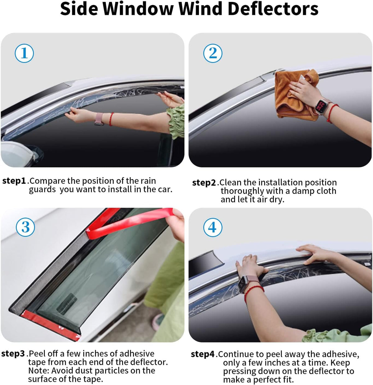 Tape-On Rain Guards Vent Visors Side Window Deflectors 4-Piece Set H41855
