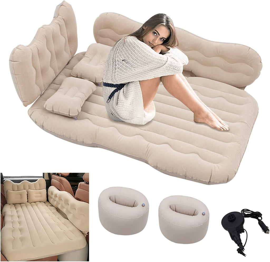 Beige Inflatable Car Air Mattress Y721634