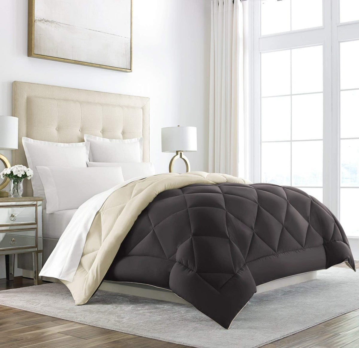 King Cal King Navy Reversible Down Alternative Comforter Q116051