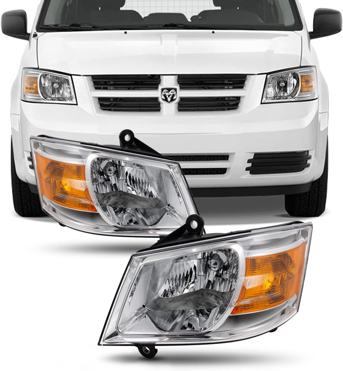 Clear Headlights Head Lamps Left + Right Side Replacement Pair K557