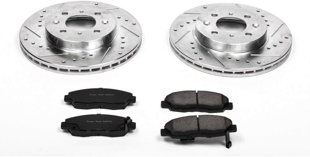 Front Z23 Carbon Fiber Brake Pads with Drilled & Slotted Brake Rotors Kit H45657