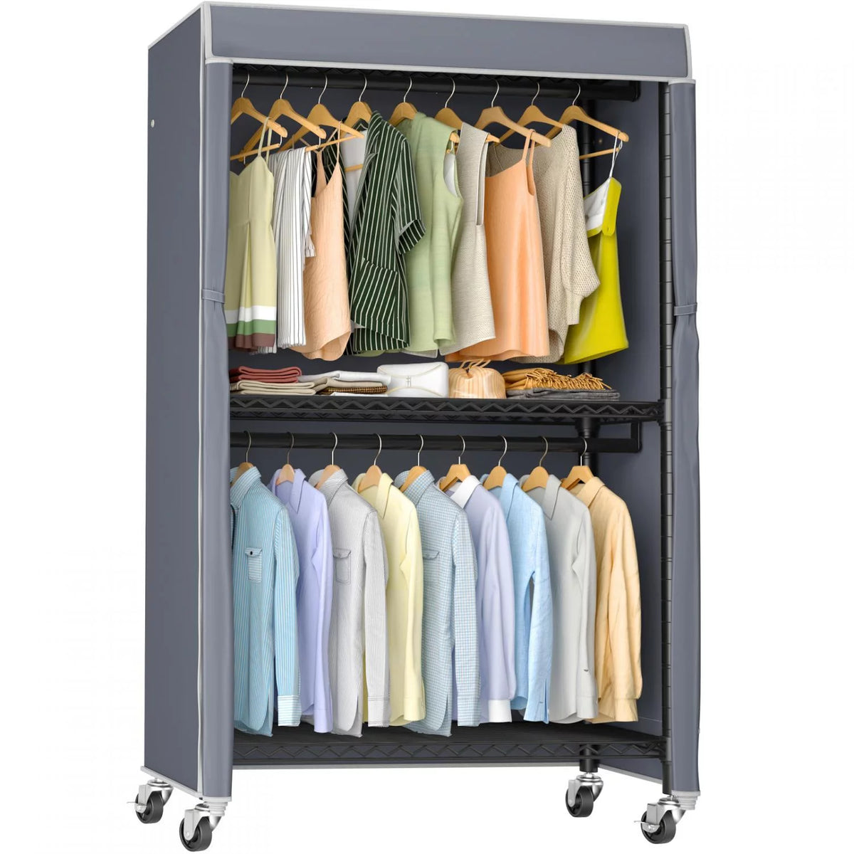 Heavy Duty Rolling Garment Rack with Cover S9193