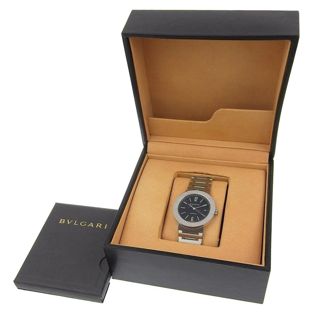 Pre-Owned Stainless Steel Automatic Winding Black Dial Men's Watch D18000