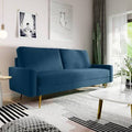 Dark Blue Velvet Square Arm Loveseat F976969