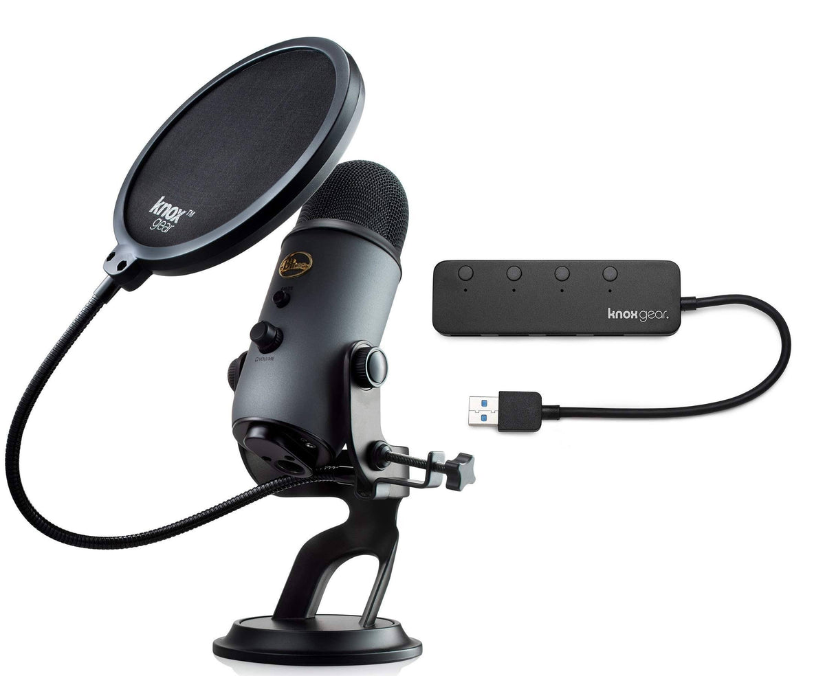 Blue Yeti Slate USB Mic with USB Hub and Pop Filter Y15849
