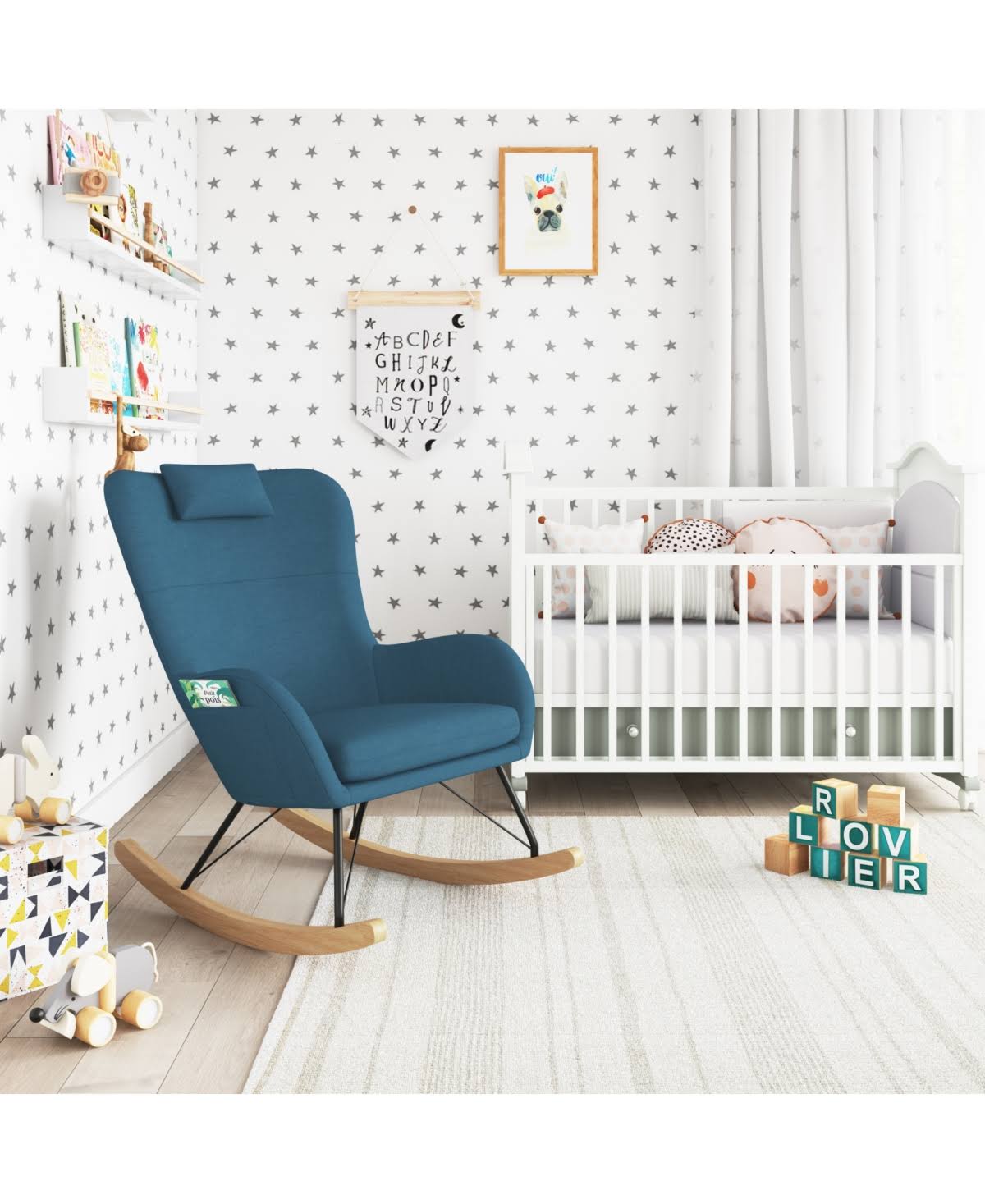 Green Rocker Chair with Storage Pockets F865