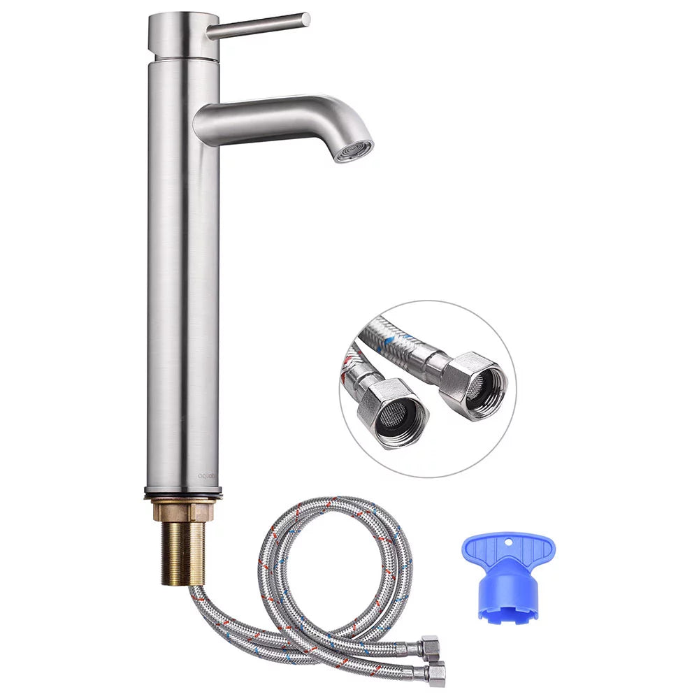 Single Handle Vessel Sink Faucet 14 inch Tall Brushed Nickel W9540