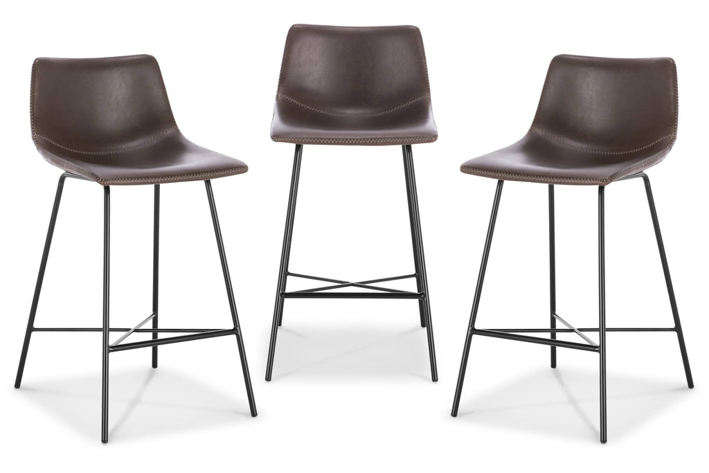 Brown Poly & Bark Counter Stool Set of 3 S3310