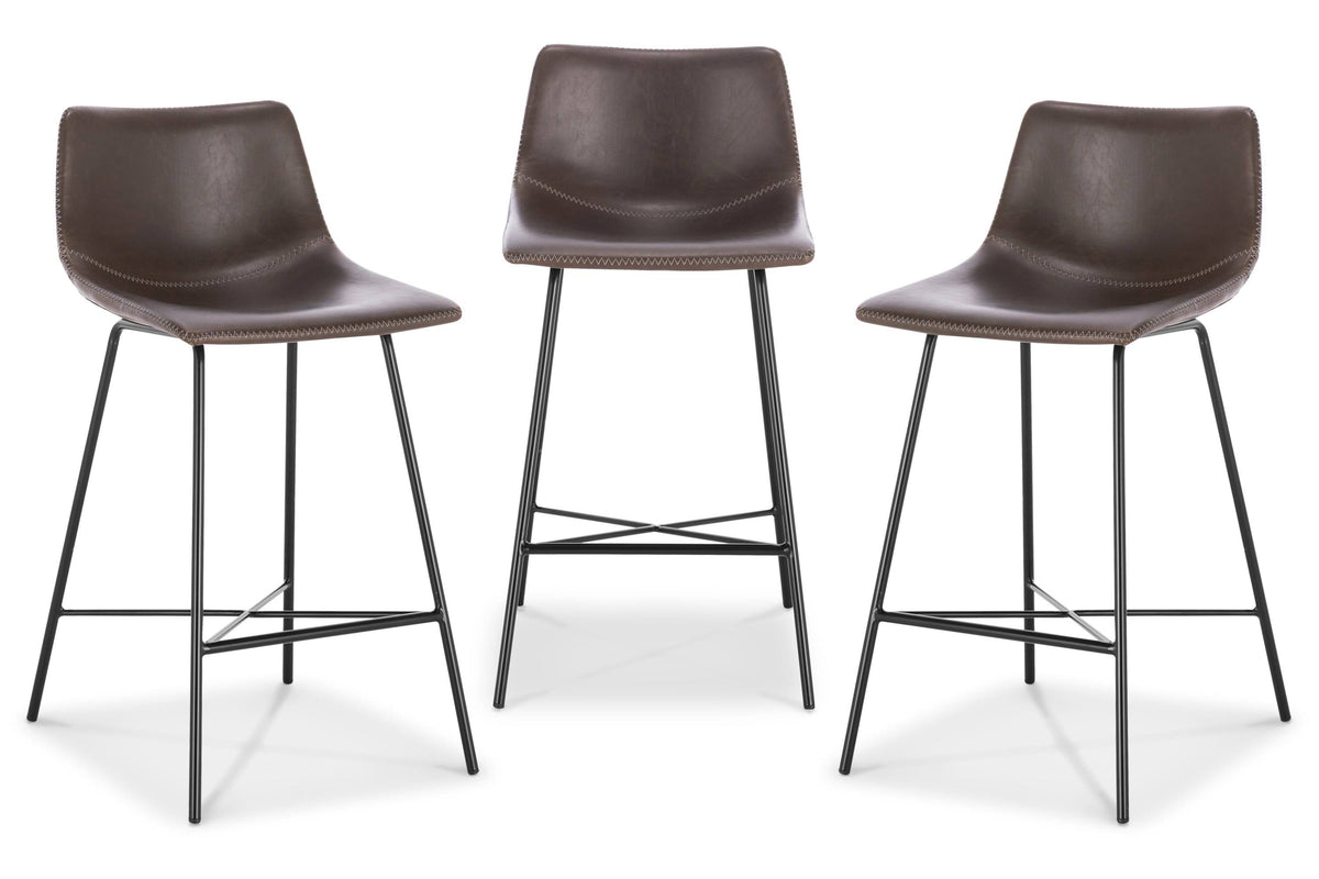 Brown Poly & Bark Counter Stool Set of 3 S3310