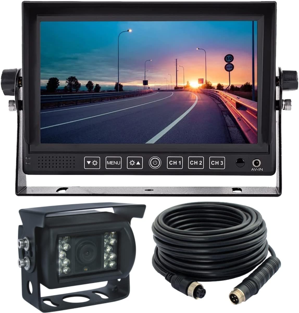 Wired 7 LCD Monitor Backup Camera System with Night Vision IP69K Waterproof Camera N122896