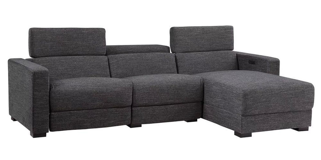 Dark Gray Polyester Fabric Power Reclining Sectional L2156