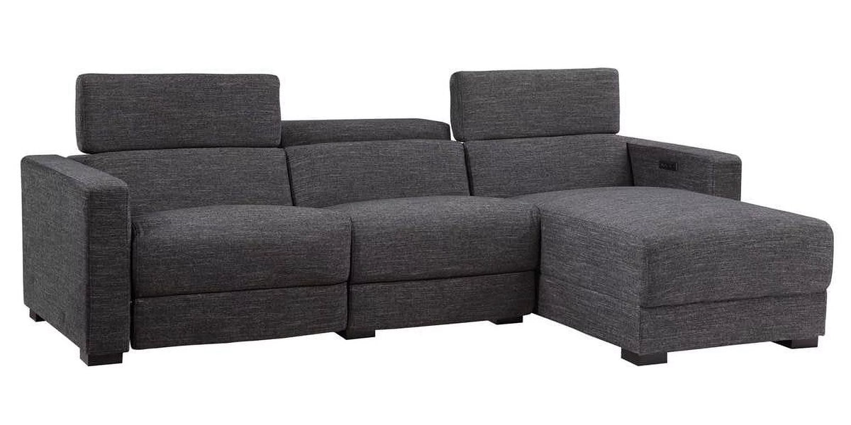 Dark Gray Polyester Fabric Power Reclining Sectional L2156