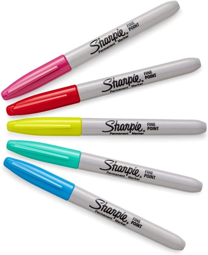 Fine Point Assorted Permanent Markers, 5 Pack U512238