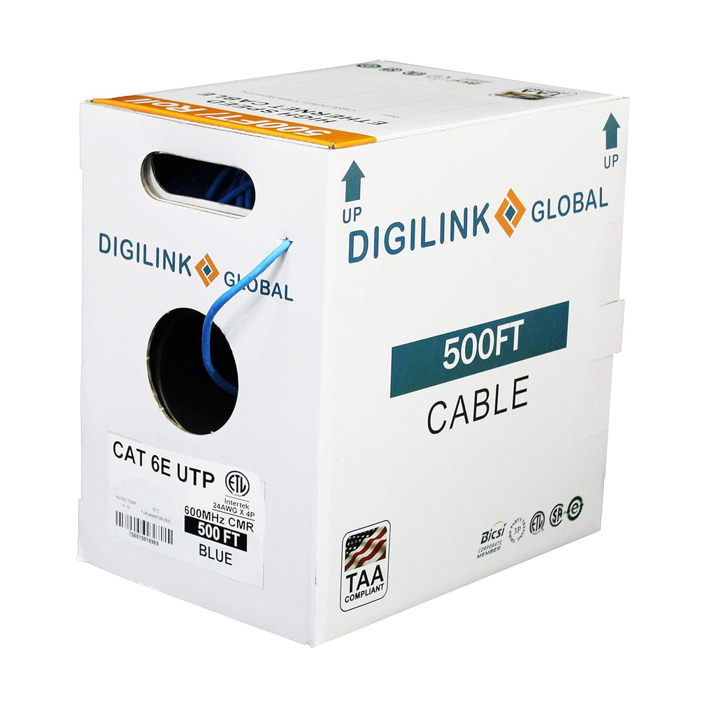 Cat6e Riser 1000ft UTP 24AWG Solid Bare Copper Blue Ethernet Cable K8595