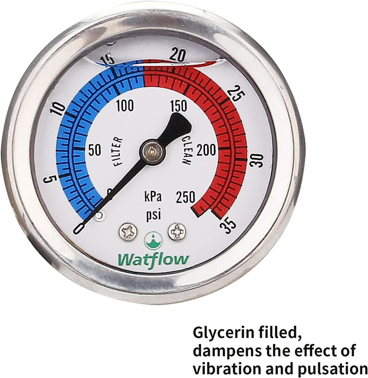 2 Dial Glycerine Filled Pool Filter Pressure Gauge C1675