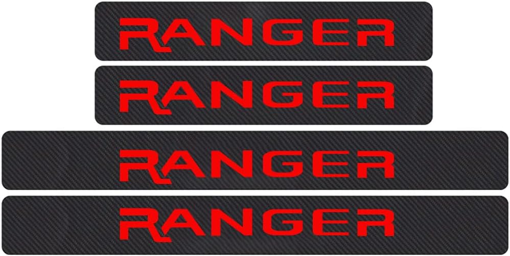 4D Carbon Fiber Door Sill Protector Stickers 4Pcs (Red) D926783