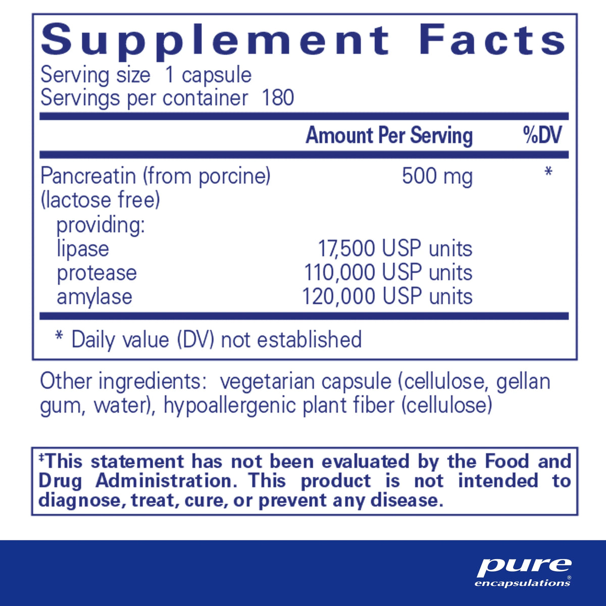 180 Capsules Pancreatic Enzyme Supplement B15196