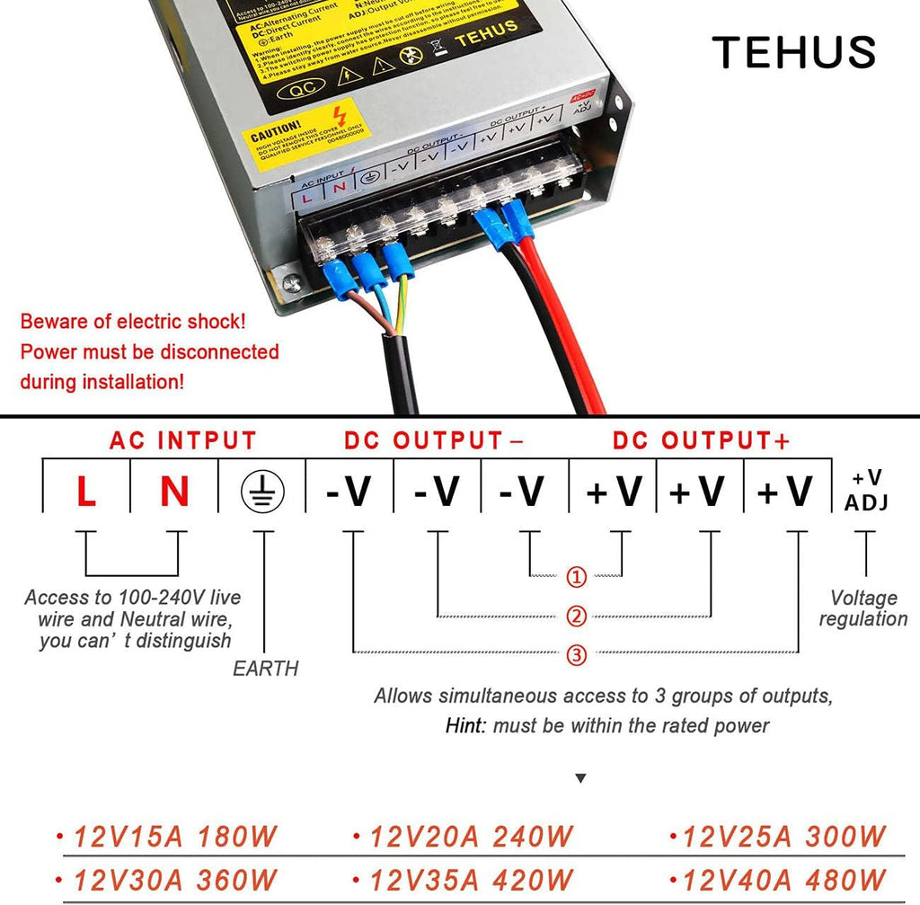 110V/220V to DC 12V 20A 240W Switching Power Supply Z86649
