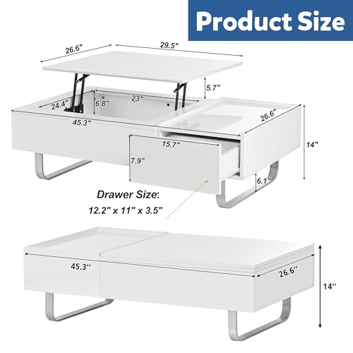 Black Lift Top Coffee Table with Storage and Hidden Compartment J298447