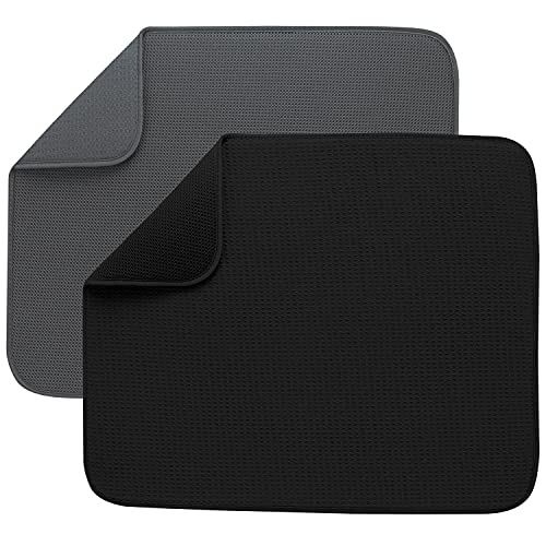 Black Mesh and Charcoal Grey Mesh 2 Pack Microfiber Dish Drying Mat R931