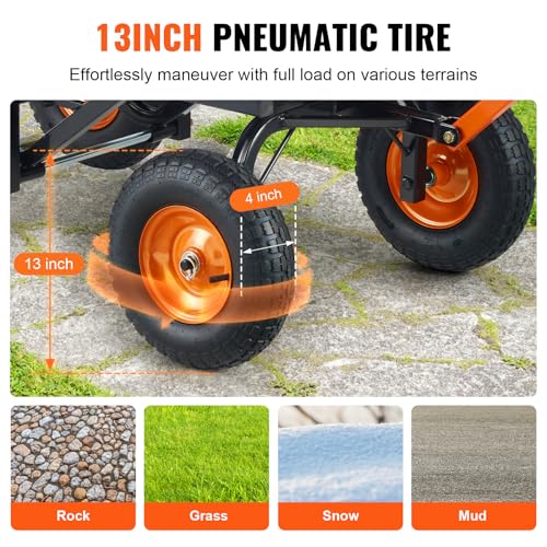 1200lbs 7Cu.Ft. Heavy Duty Poly Dump Cart with 13in All Terrain Wheels D5269