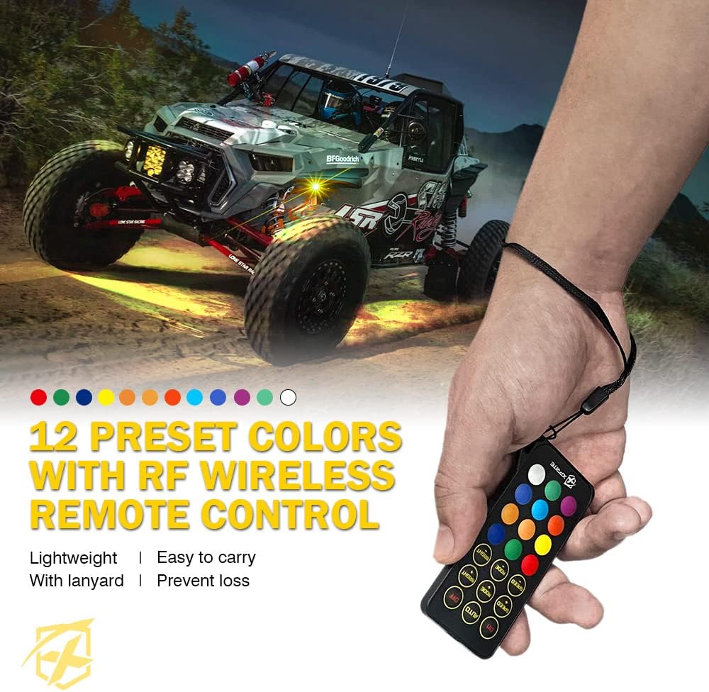 RGBW LED Rock Lights Kit with Bluetooth Remote, 10 Pods F860039