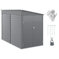 Gray Steel Outdoor Storage Shed with Foundation Kit and Lockable Doors C33091