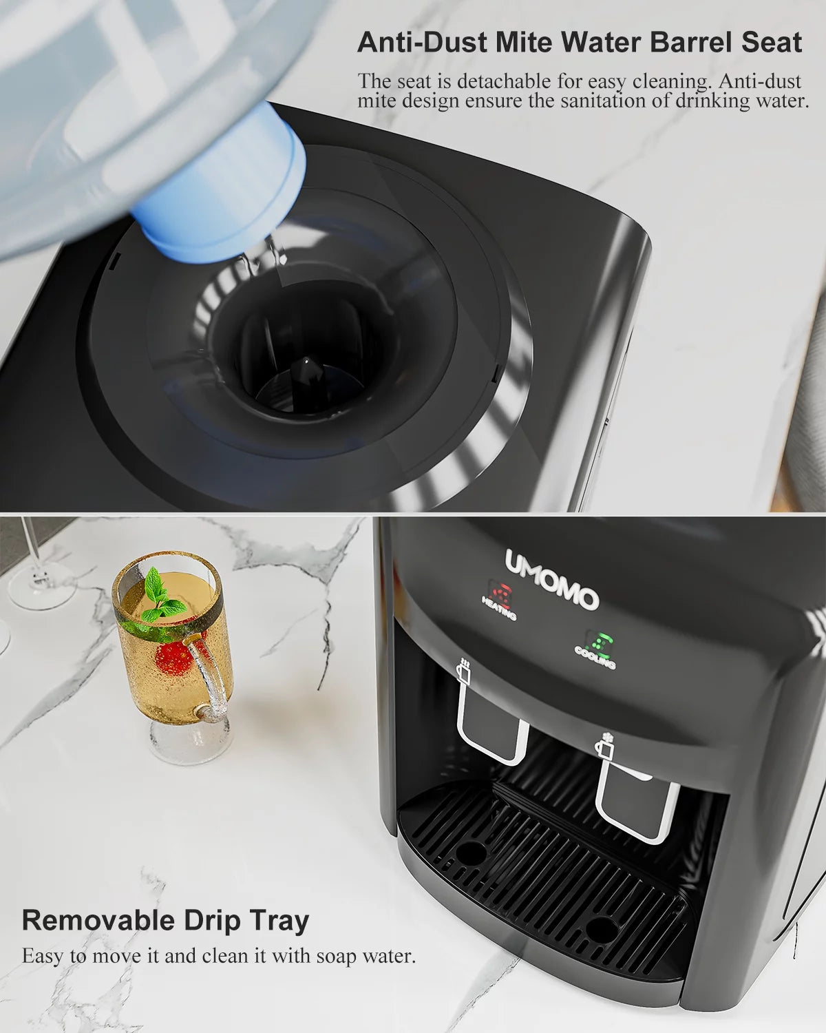 Black Top Loading Water Cooler Dispenser, Hot & Cold Water L9230