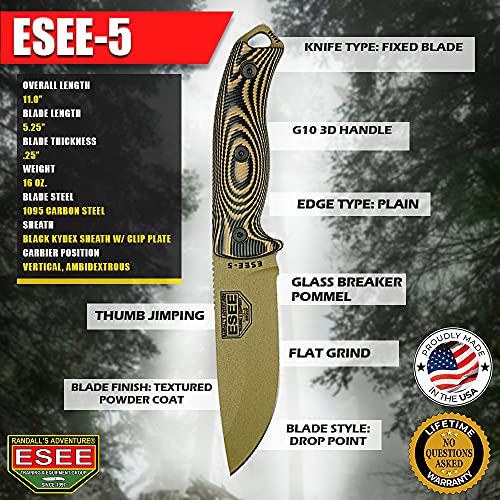 1095 Carbon Steel Fixed Blade Knife with Kydex Sheath O919
