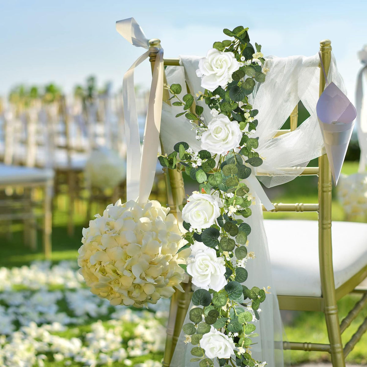6.5ft Artificial Eucalyptus Garland with Flowers U1465