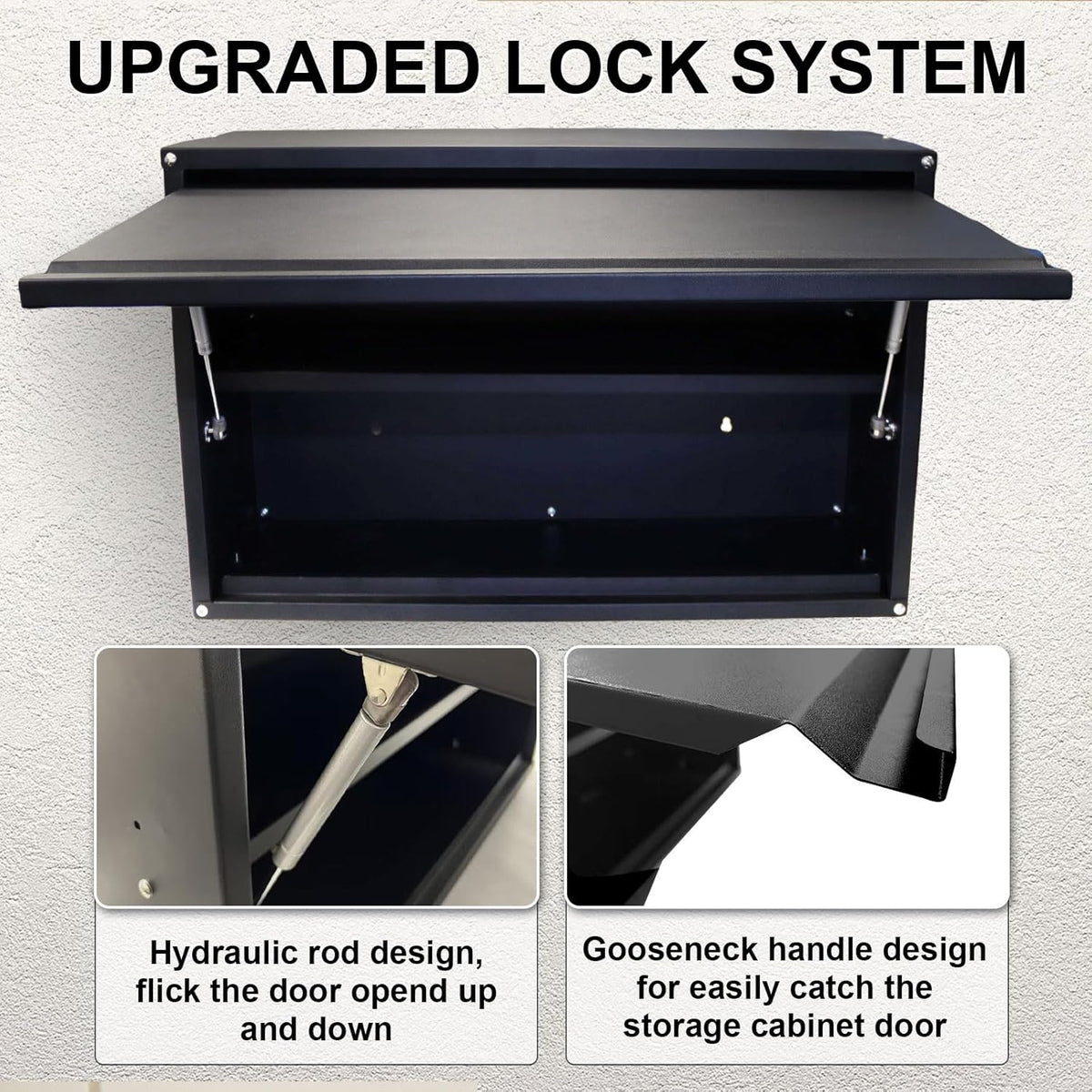 Black Wall Mount Metal Storage Cabinet with Adjustable Shelf W664371
