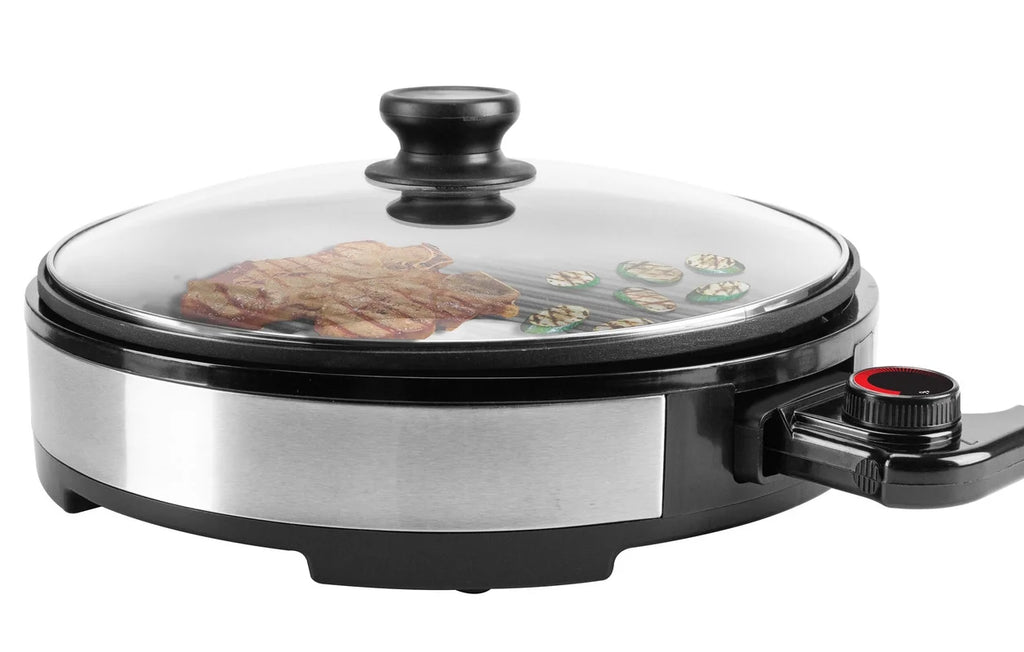 12" Indoor Electric BBQ Grill with Glass Lid X5330