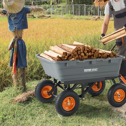 1200lbs 7Cu.Ft. Heavy Duty Poly Dump Cart with 13in All Terrain Wheels D5269