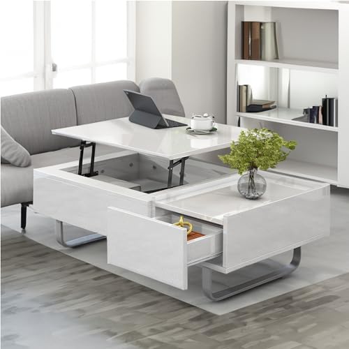 Black Lift Top Coffee Table with Storage and Hidden Compartment J298447