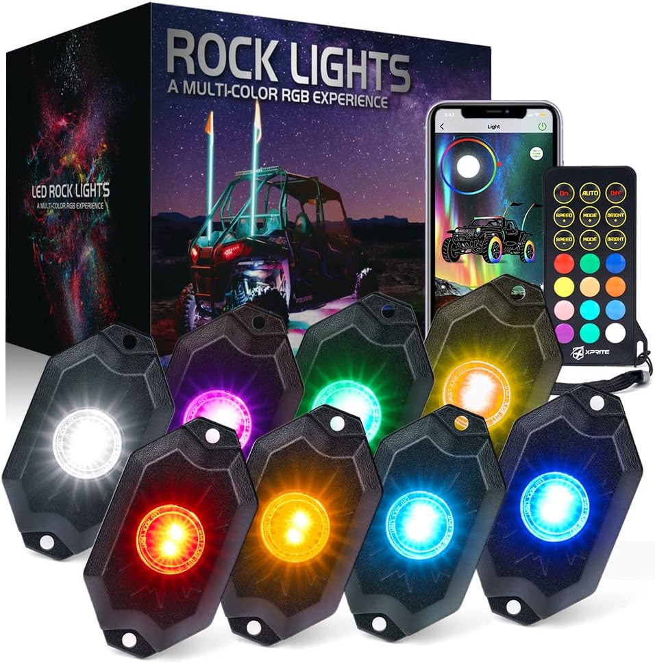 RGBW LED Rock Lights Kit with Bluetooth Remote, 10 Pods F860039