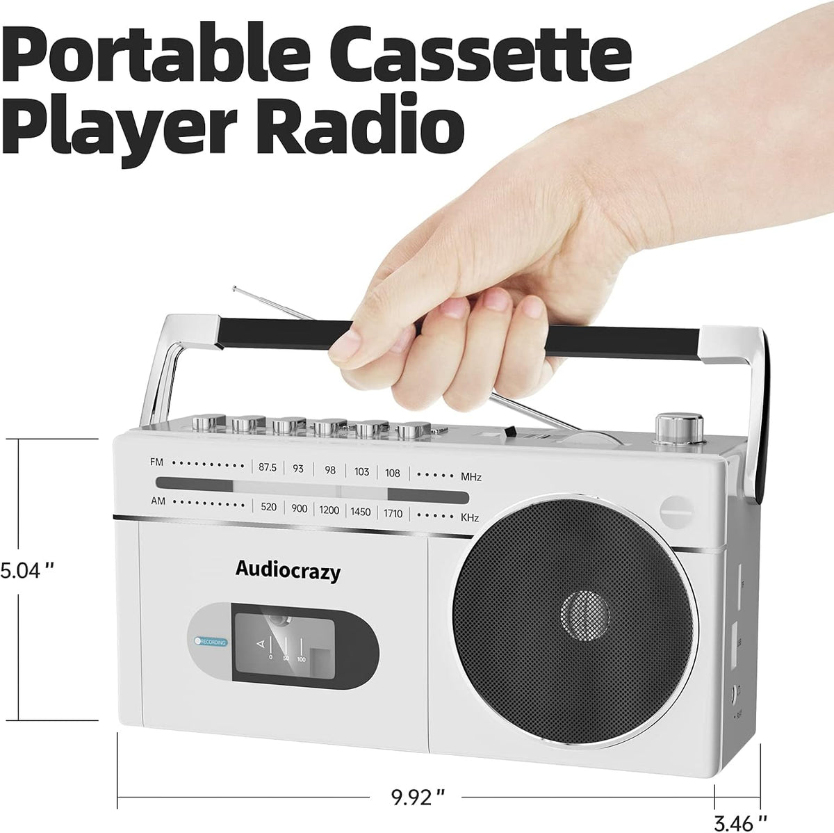 Portable Cassette Player Recorder AM FM Radio Boombox with Speaker T7431