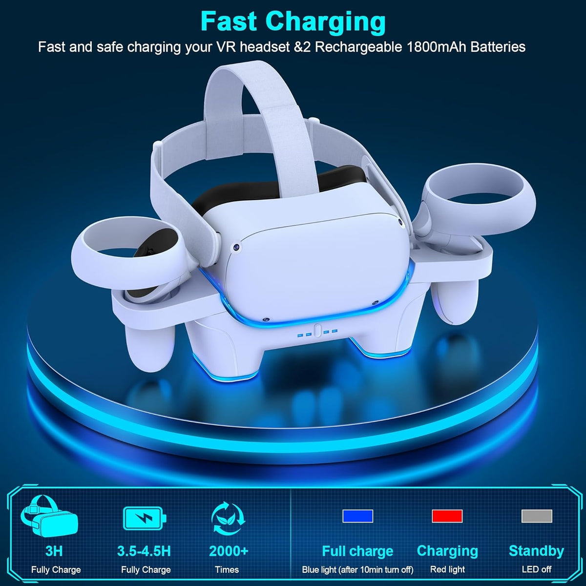 RGB Light Fast Charging Dock with 2 Rechargeable Batteries X928