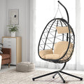 Egg Chair with Stand, Rattan Hanging Chair with Cushion W8449