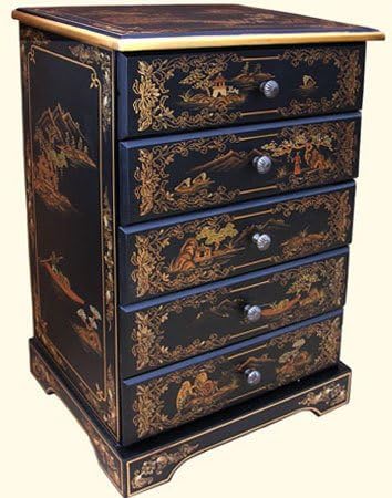 Five Drawer Oriental Lacquerware Cabinet K9778