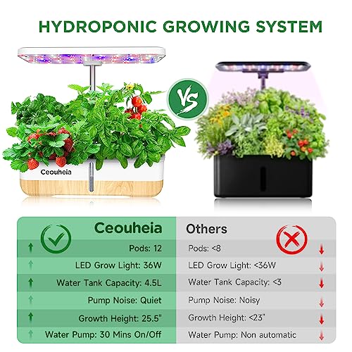 12Pods Indoor Hydroponic Growing System with LED Grow Light E5630