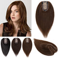 100% Real Human Hair Toppers Silk Base Clip in Hair Toppers 6 inch 27g Medium Brown T259347