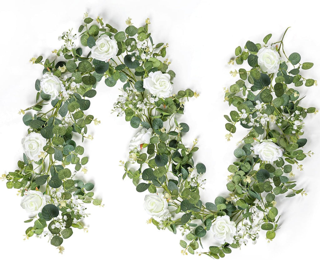 6.5ft Artificial Eucalyptus Garland with Flowers U1465