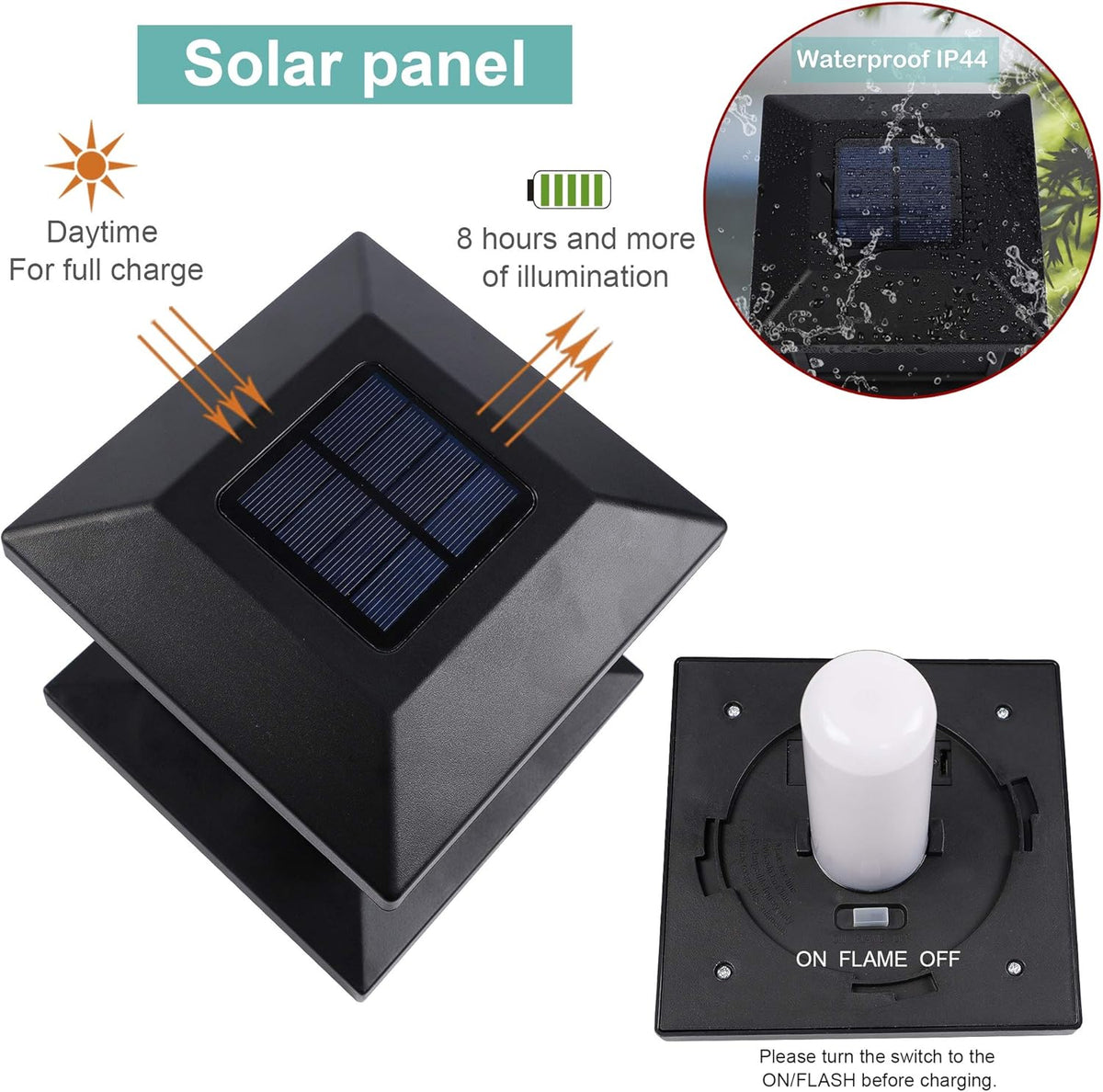4 Pack Solar Flame Post Lights M96147