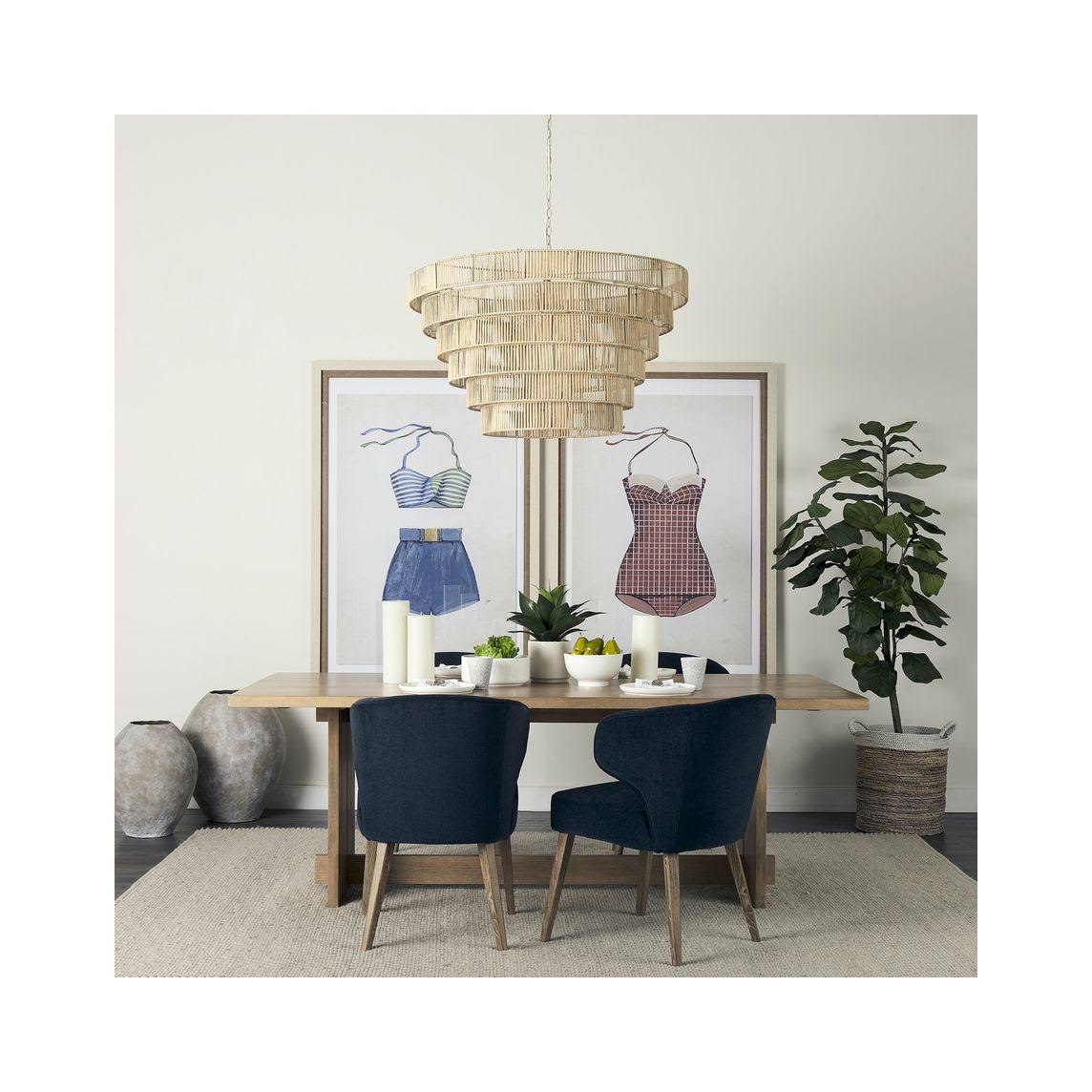 Navy Fabric Wingback Dining Chair Z134992