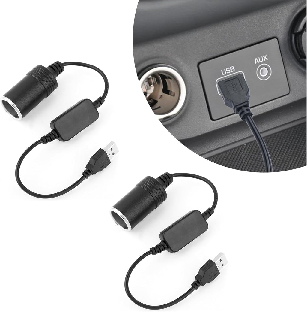 2PCS USB to Cigarette Lighter Adapter 12V Q64864