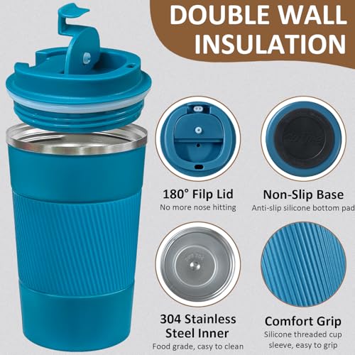 4 Pack 17oz Insulated Stainless Steel Coffee Mug with Lid A612