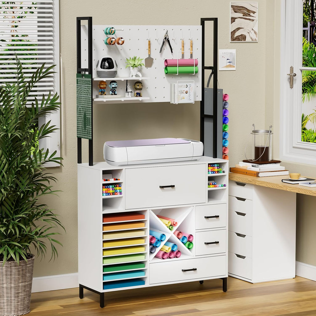 Craft Organizers and Storage Cabinet with Power Outlet, Pegboard, Vinyl Holders E579937