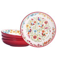 Red Ceramic 35oz Dinner Bowls, Set of 4 D59463